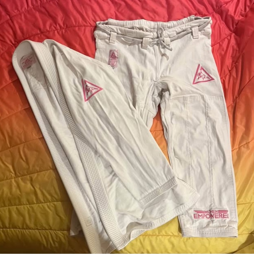 White and Pink Gracie University Martial Arts Gi